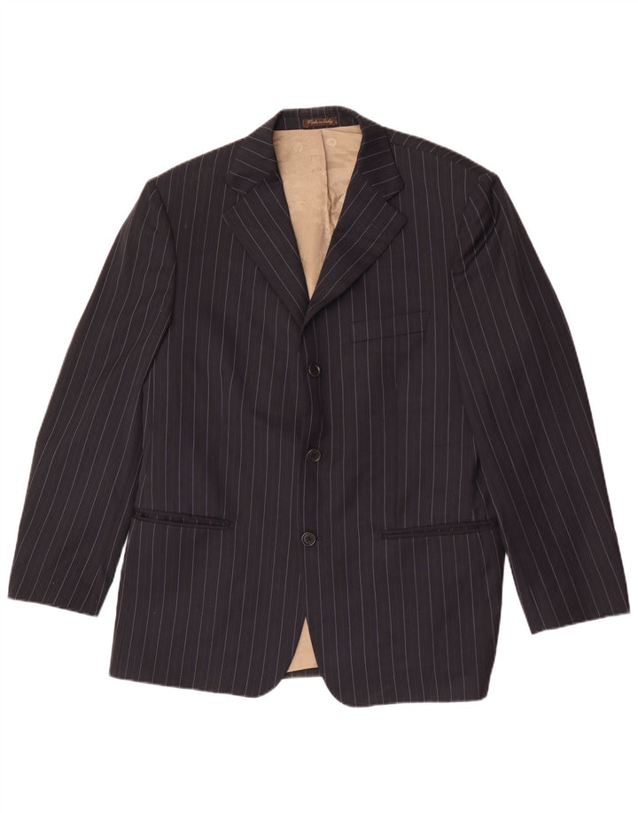 Marks & Spencer Chaqueta tipo blazer de 3 botones para hombre UK 40 Medium Azul marino a rayas