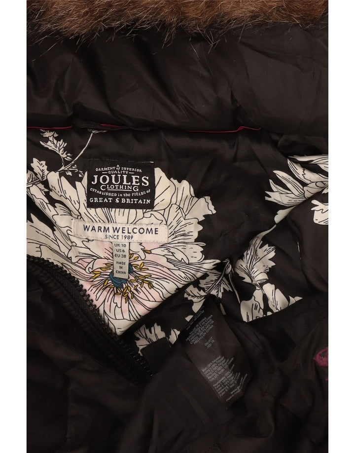 Abrigo acolchado con capucha para mujer Joules UK 10 Small Poliéster negro
