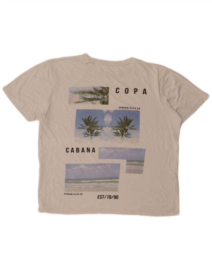 JACK & JONES Hombre Camiseta Gráfica Top XL Blanco Algodón