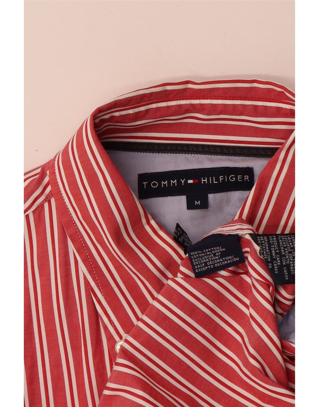 Camisa Tommy Hilfiger Hombre Algodón Rayas Roja Mediana
