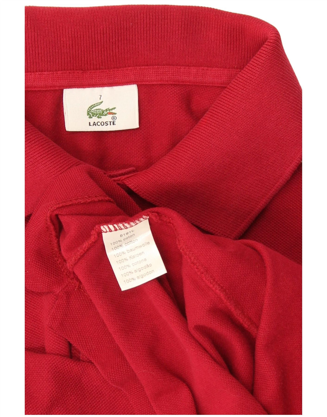 Polo Lacoste para hombre talla 7 2XL algodón rojo