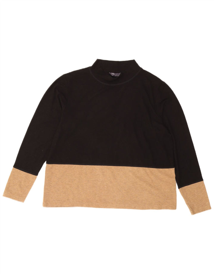 MARKS & SPENCER Blusa para mujer Top UK 46 Grande Poliéster con bloques de color negro