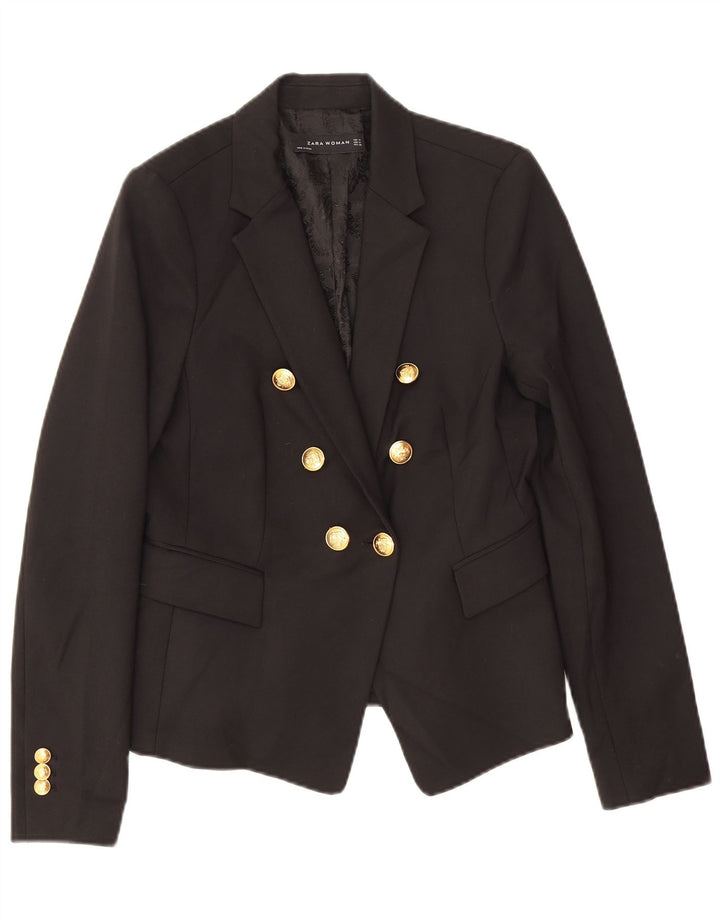 Zara Mujer Chaqueta Blazer De Doble Botonadura UK 42 Medium Black