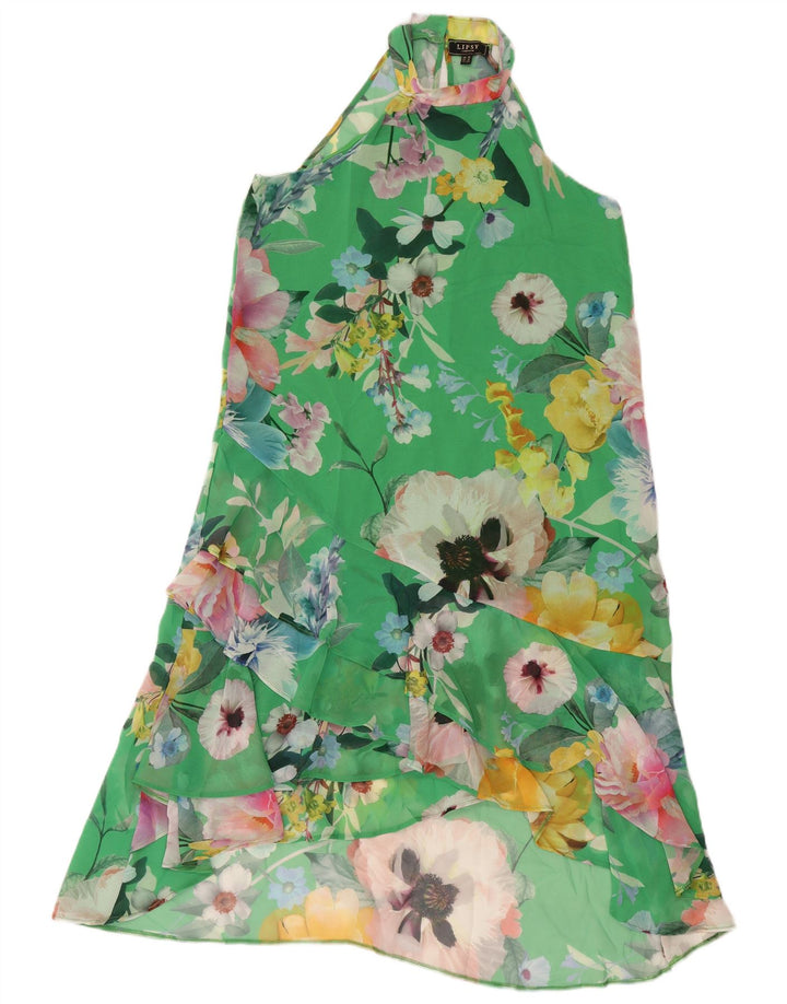 Vestido Halter Lipsy Mujer UK 40 Poliéster Floral Verde Medio