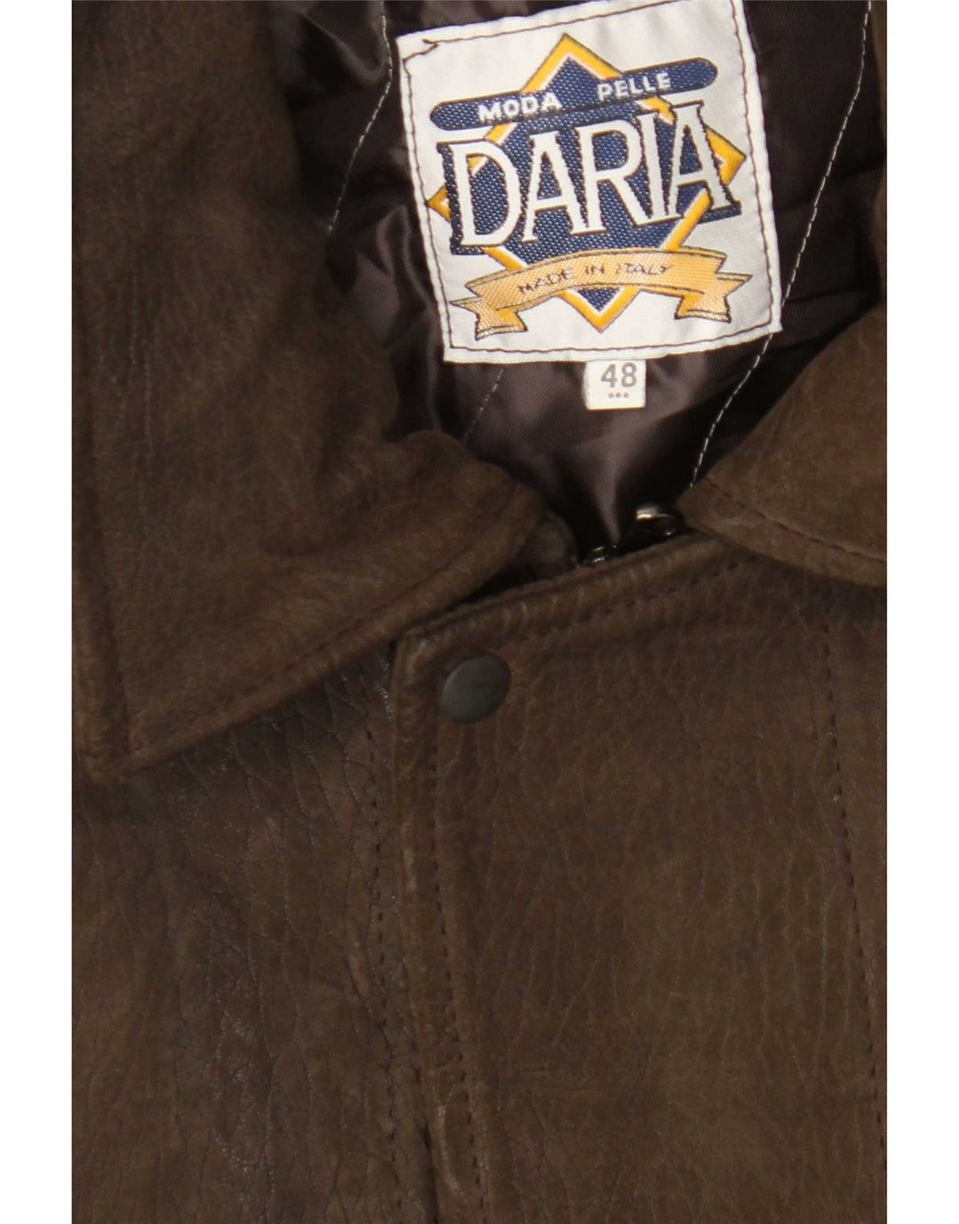 Chaqueta de cuero con capucha vintage para hombre IT 48 Marrón medio
