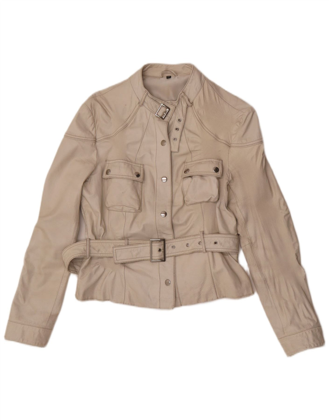 Vintage mujer cuero Racer chaqueta IT 46 cuero blanco grande