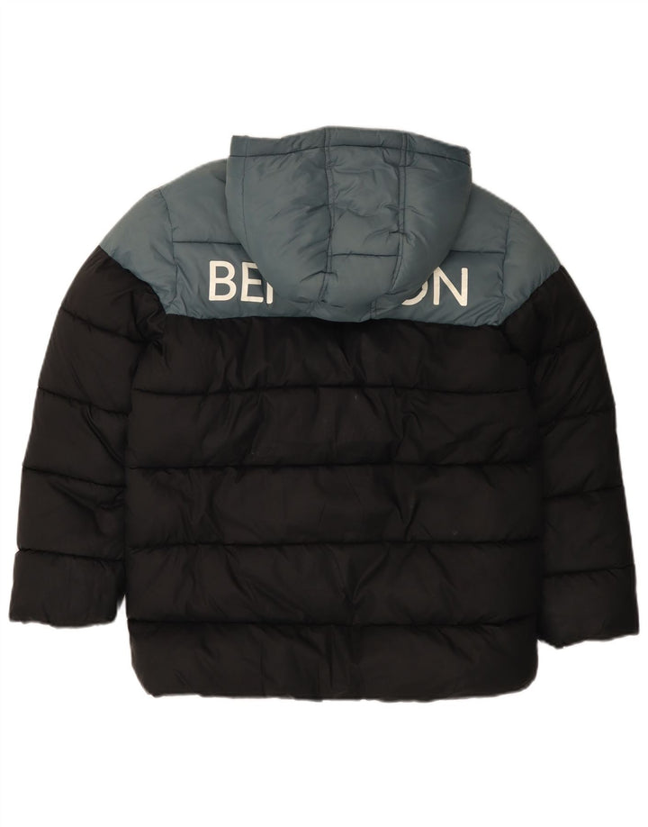 BENETTON Chaqueta acolchada con estampado gráfico para niños 10-11 años XL Negro Colorblock