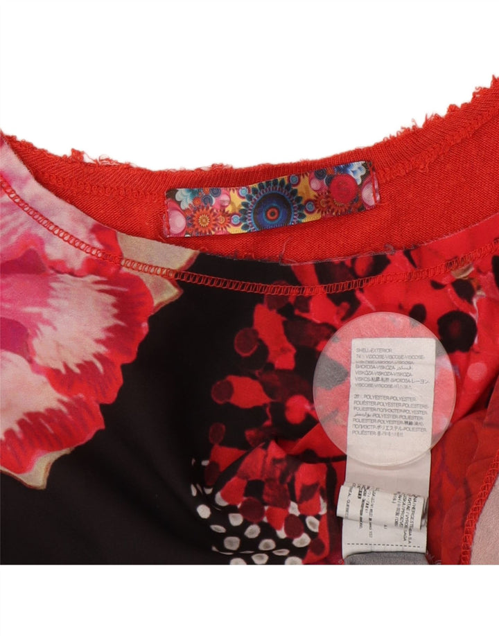 Desigual Mujer Crazy Pattern Camiseta extragrande UK 10 Small Red Floral