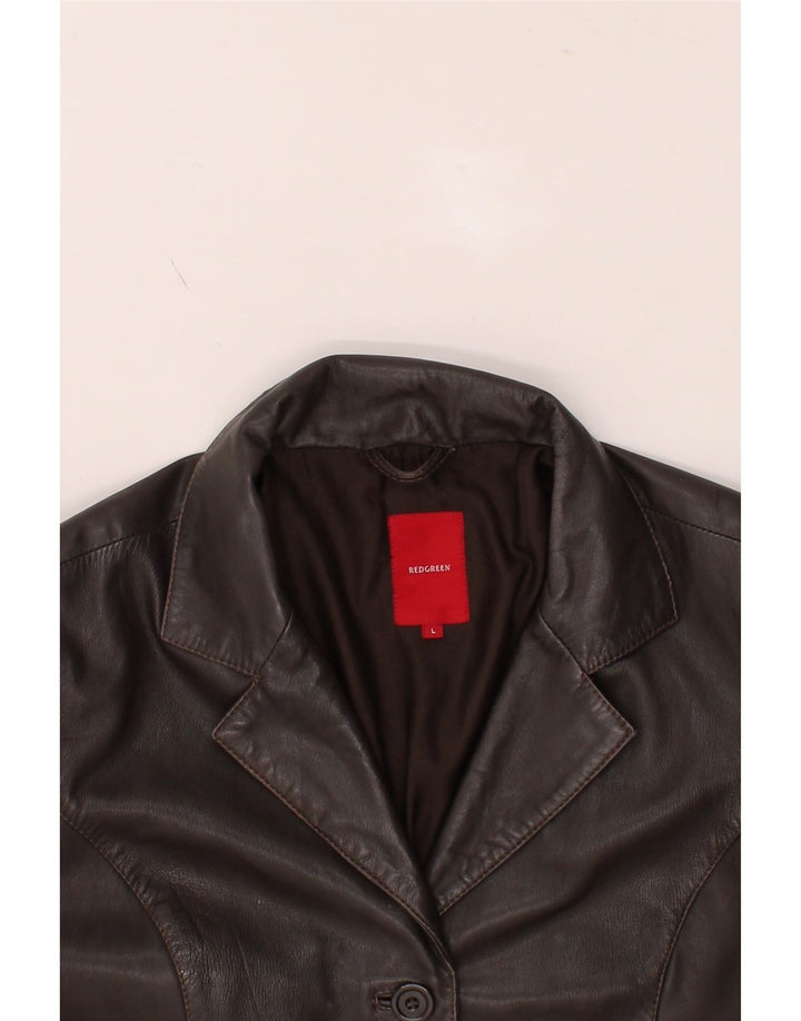 VINTAGE Womens Leather Coat UK 16 Large Brown Leather Vintage Vintage and Second-Hand Vintage from Messina Hembry 