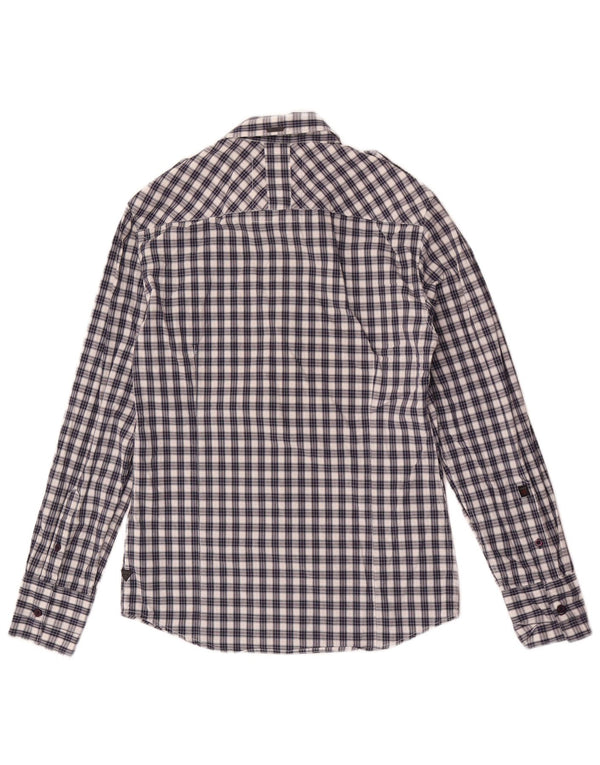 Camisa Guess Hombre Small Azul Cuadros Algodón