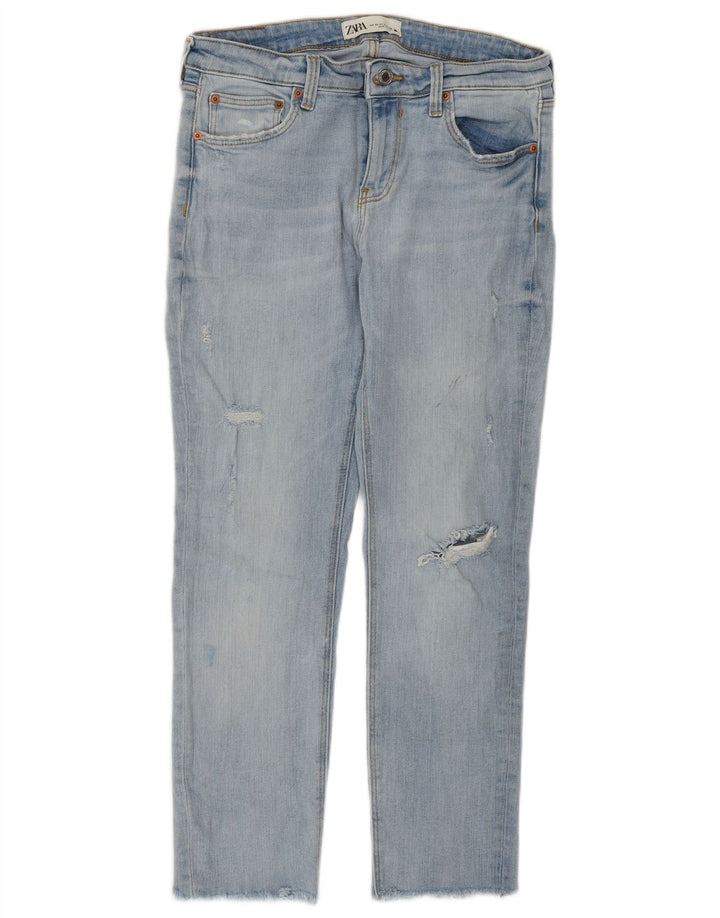 Zara Jeans recortados desgastados para mujer EU 40 Medium W30 L25 Algodón azul