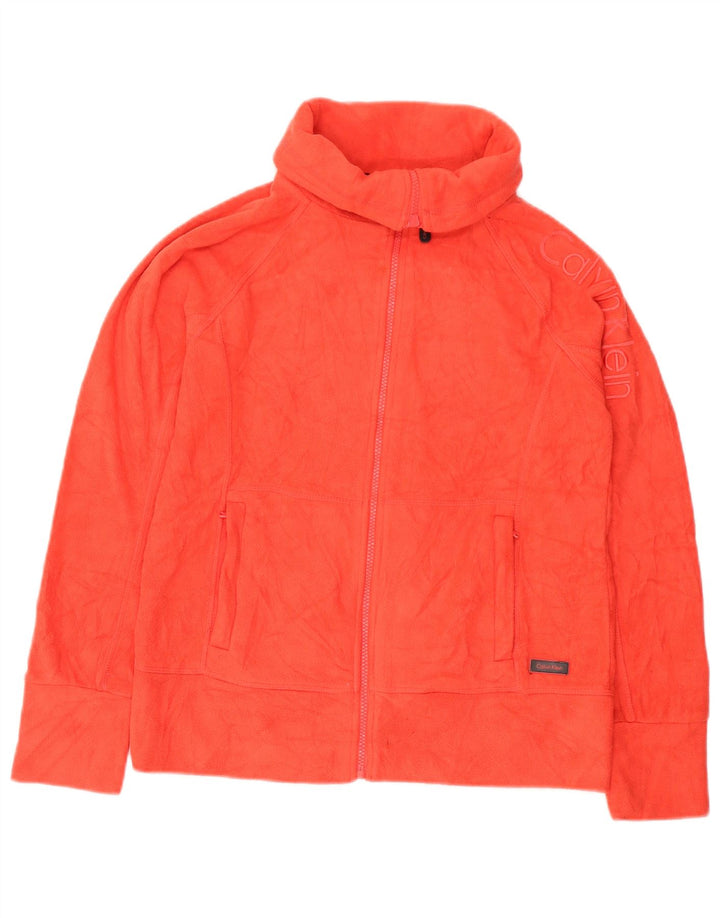 CALVIN KLEIN Chaqueta polar gráfica para mujer UK 10 Small Naranja Poliéster
