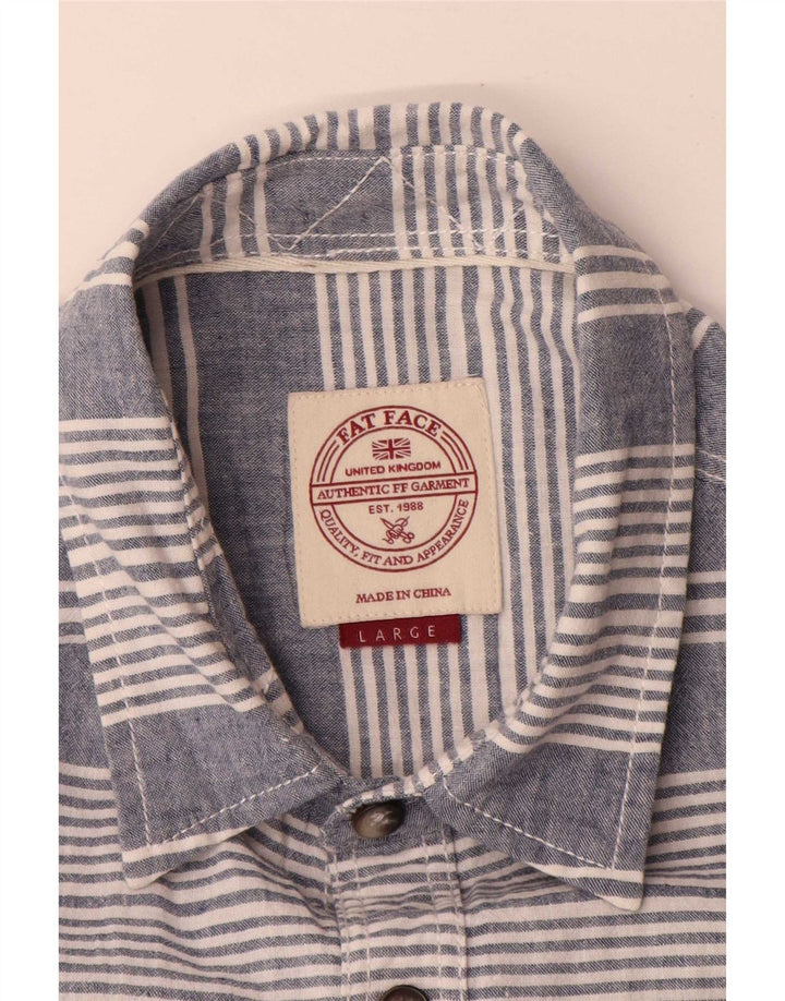 Camisa de corte estándar para hombre de Fat Face, talla grande, de lino a rayas azules