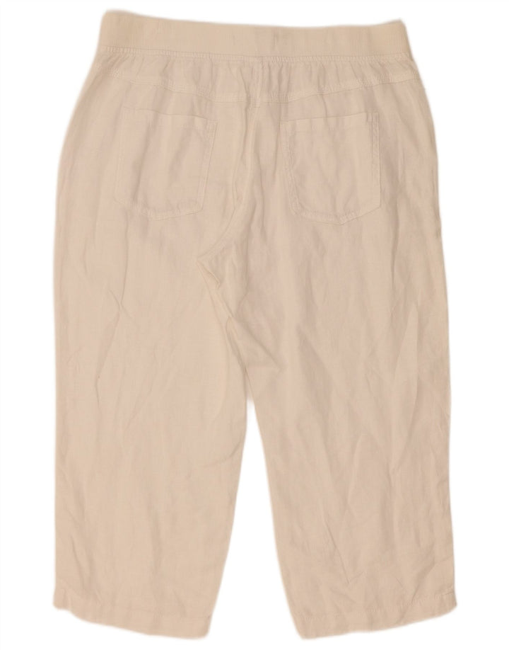 Pantalones capri rectos para mujer Marks & Spencer W32 L21 Lino blanco