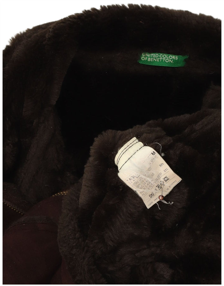BENETTON Chaqueta Sherpa para Mujer UK 44 Acrílico Marrón Medio