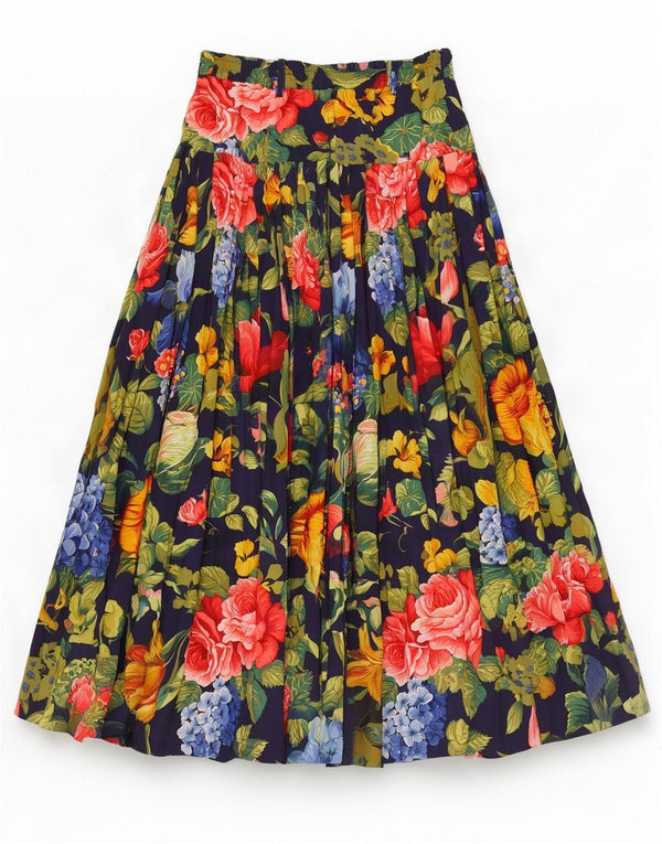 Oilily Falda Maxi Plisada Para Mujer Grande W30 Viscosa Floral Multicolor