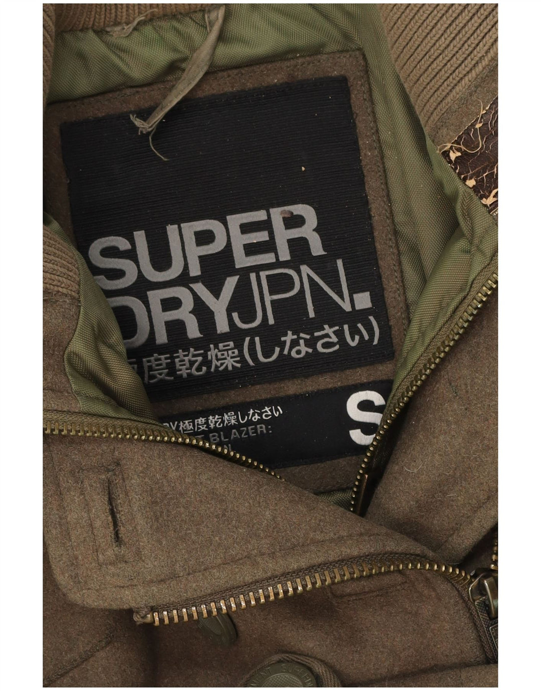 Superdry Chaqueta Militar Mujer UK 40 Small Lana Caqui