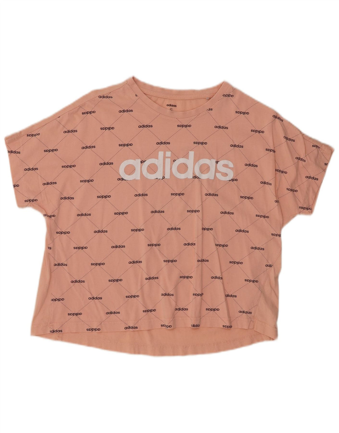 ADIDAS Camiseta con gráfico de corte extragrande para mujer Top UK 8/10 Small Pink Cotton