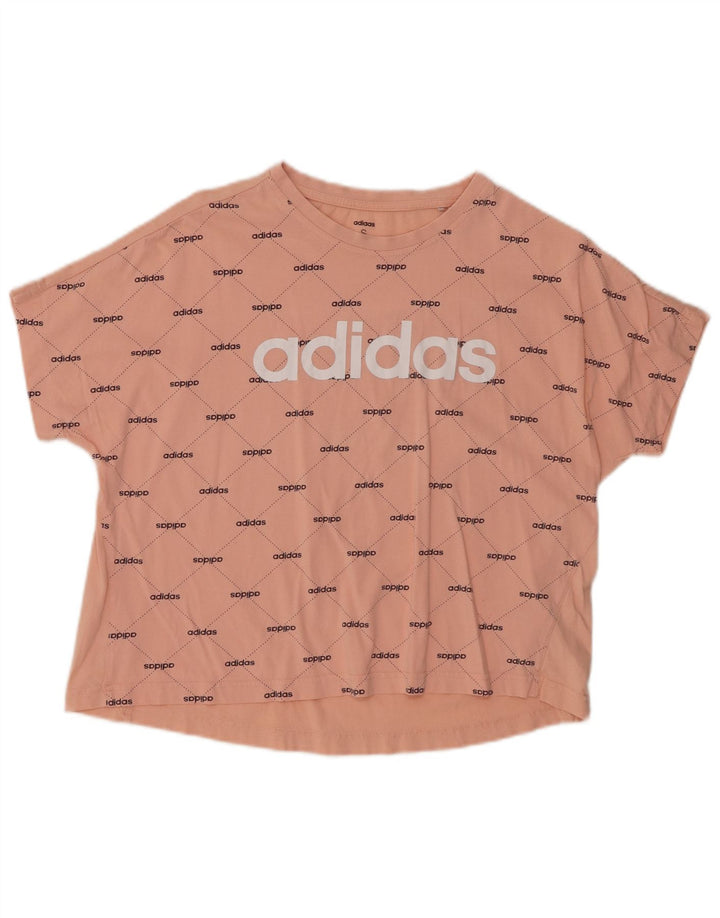 ADIDAS Camiseta con gráfico de corte extragrande para mujer Top UK 8/10 Small Pink Cotton