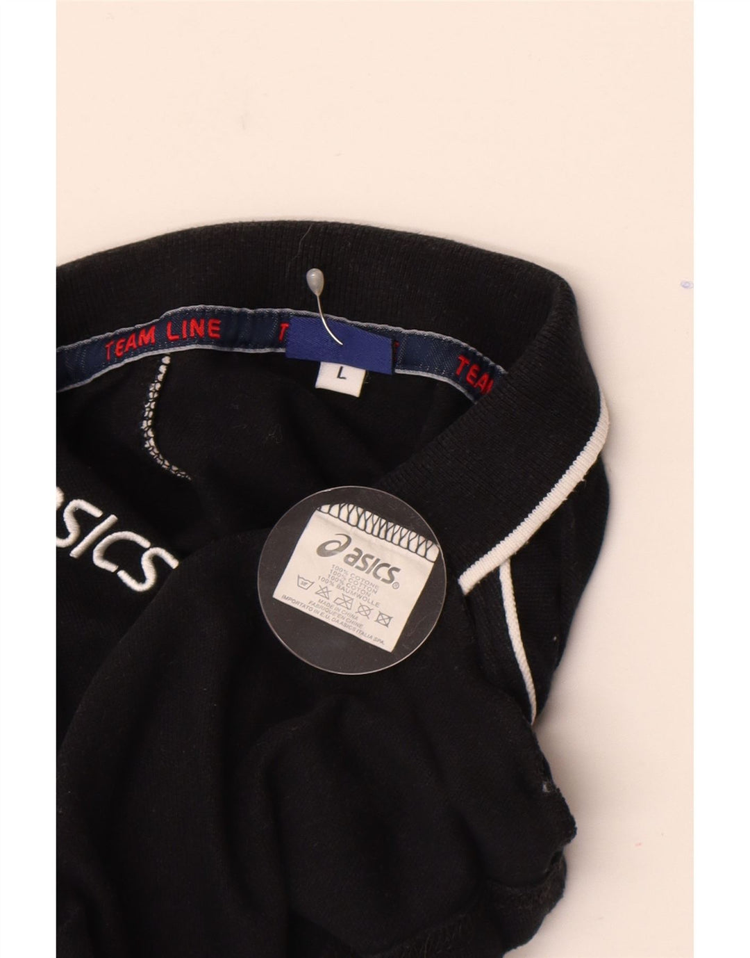ASICS Polo gráfico para hombre grande de algodón negro