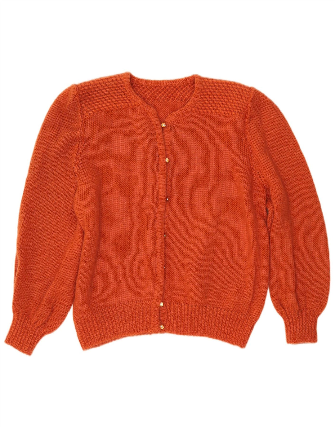 VINTAGE Mujer Cardigan Suéter Reino Unido 16 Naranja Grande