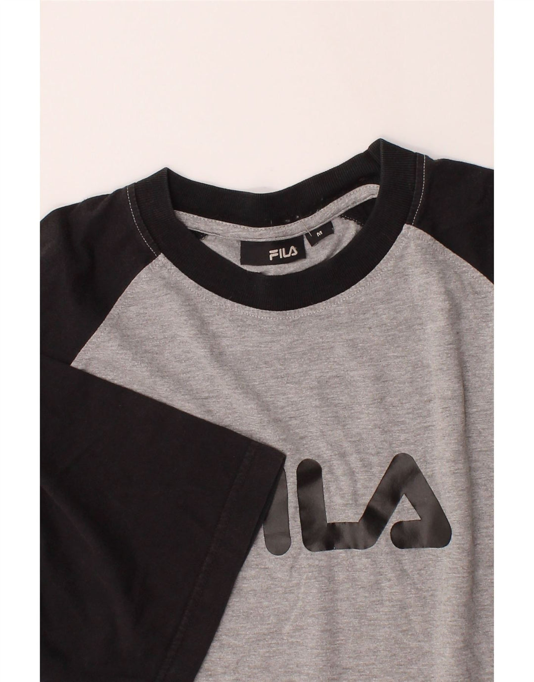 FILA Mens Graphic T-Shirt Top Medium Grey Colourblock Cotton Vintage Fila and Second-Hand Fila from Messina Hembry 