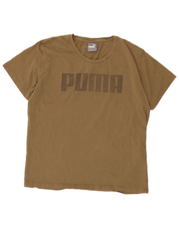 Puma Camiseta gráfica para mujer Top UK 10 Small Khaki Cotton