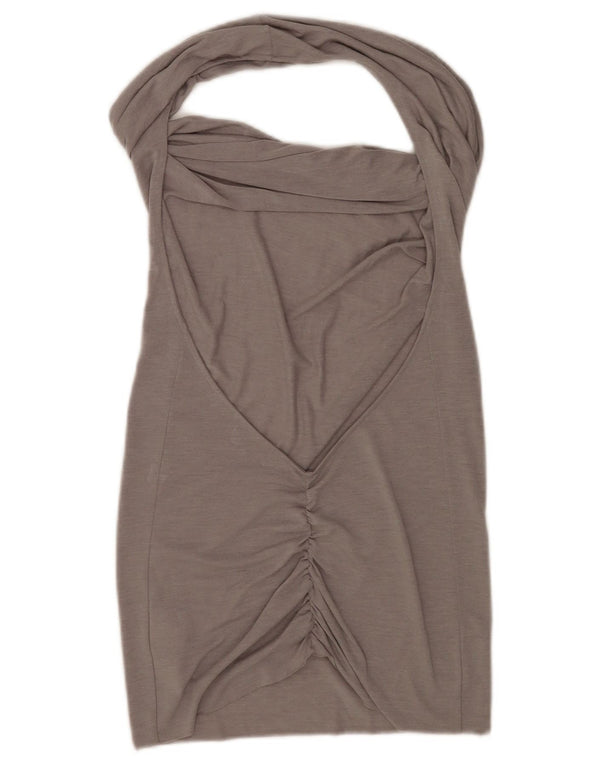 Benetton Vestido Halter Mujer UK 8 Small Viscosa Gris