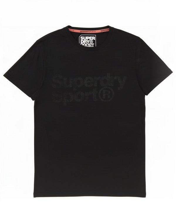 Superdry Mujer Camiseta Gráfica Top UK 44 Grande Poliéster Negro