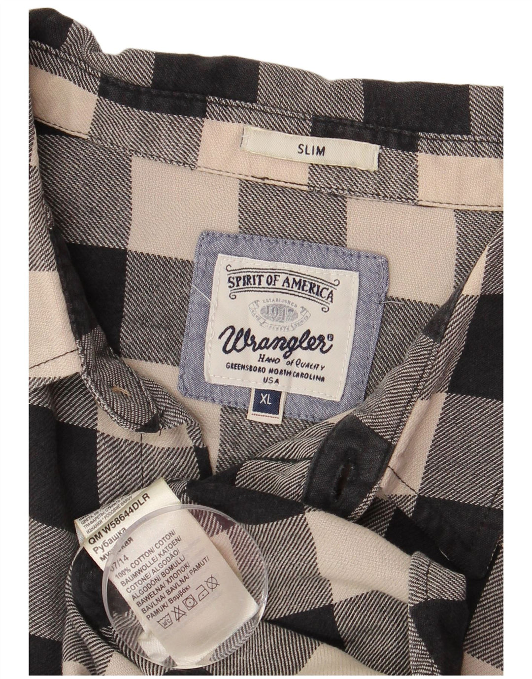 WRANGLER Camisa de franela delgada para hombre XL Algodón a cuadros negro