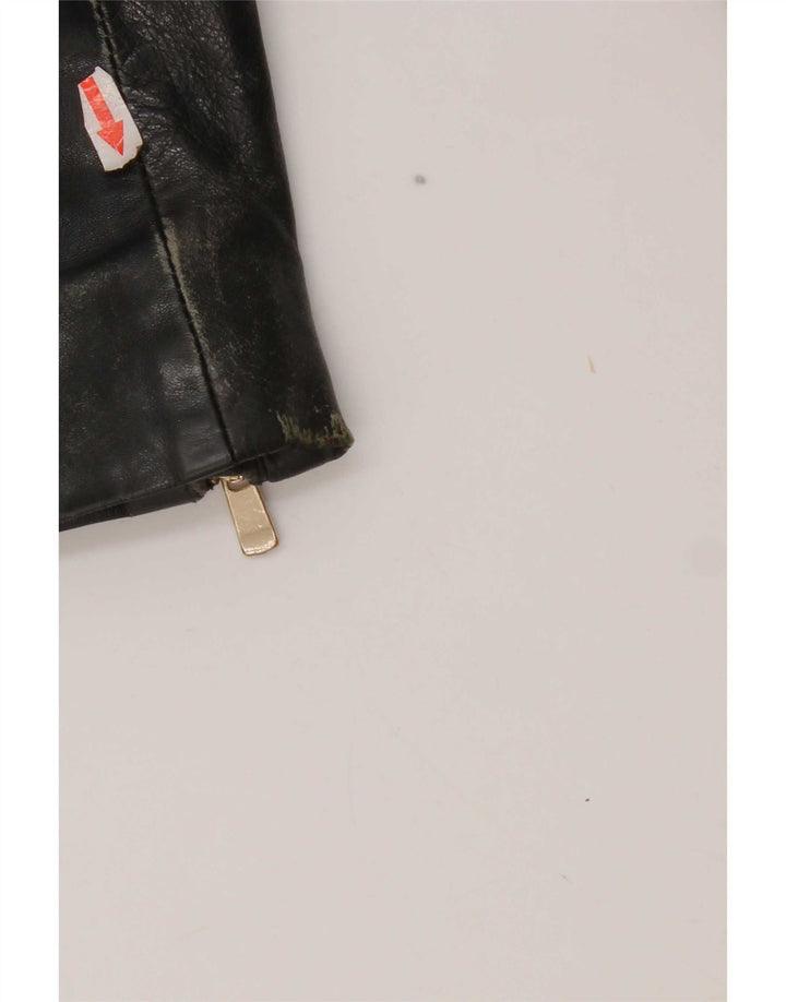 Mango Mujer Crop Chaqueta De Cuero UK 10 Small Negro