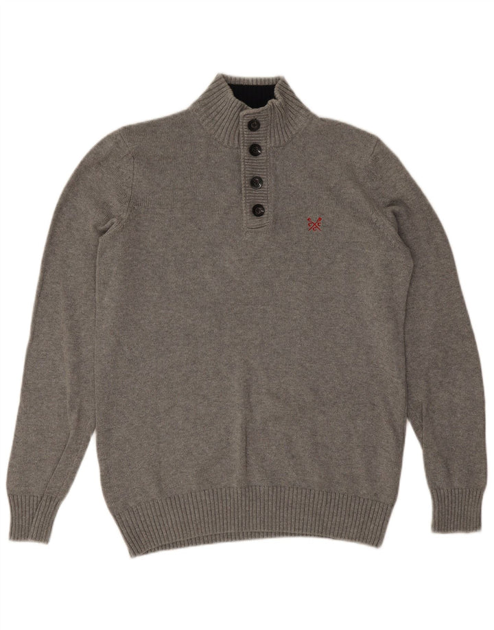 Crew Clothing - Jersey con cuello y botones para hombre, talla grande, algodón gris