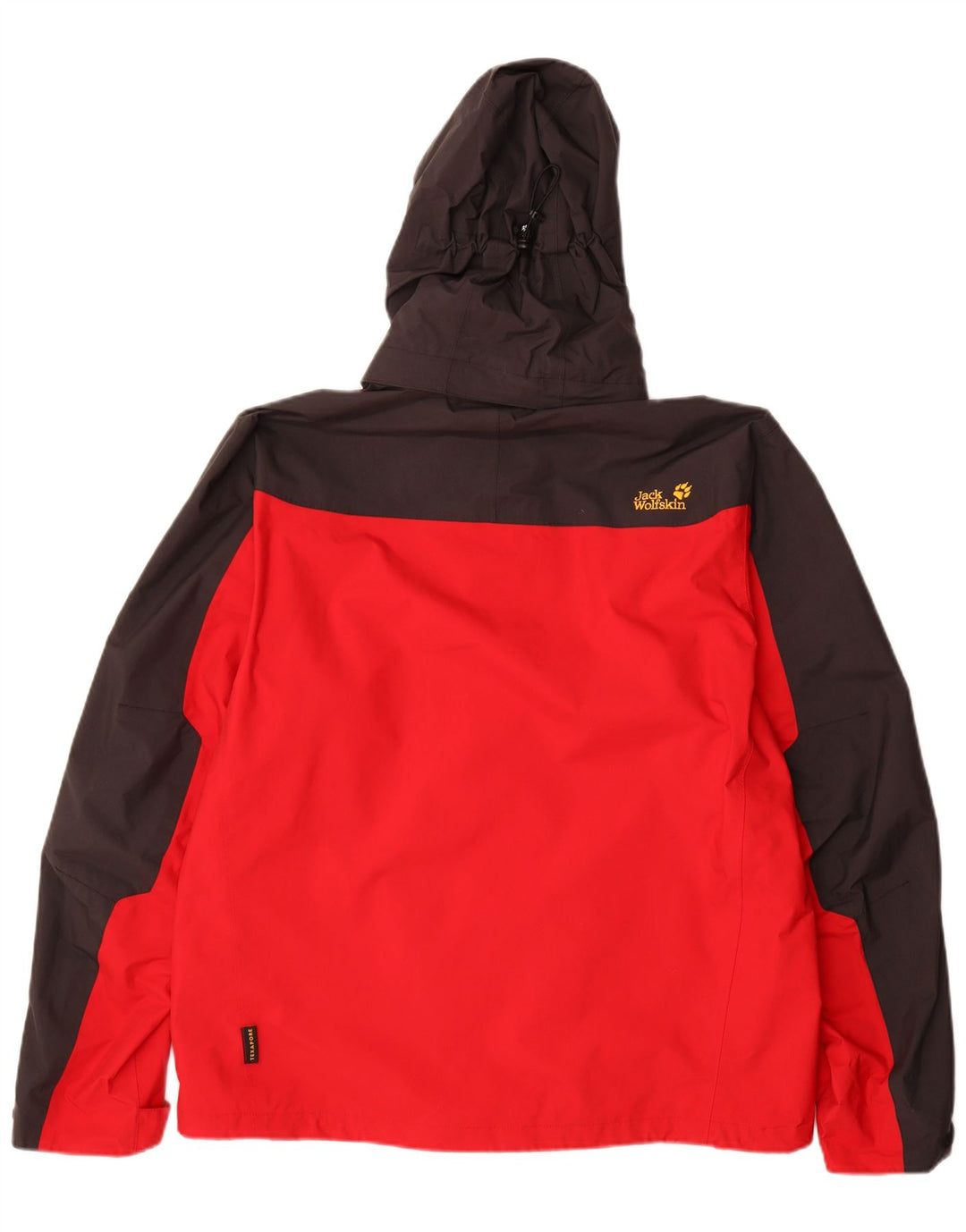 JACK WOLFSKIN Chaqueta impermeable con capucha para hombre UK 40/42 Large Red Colourblock