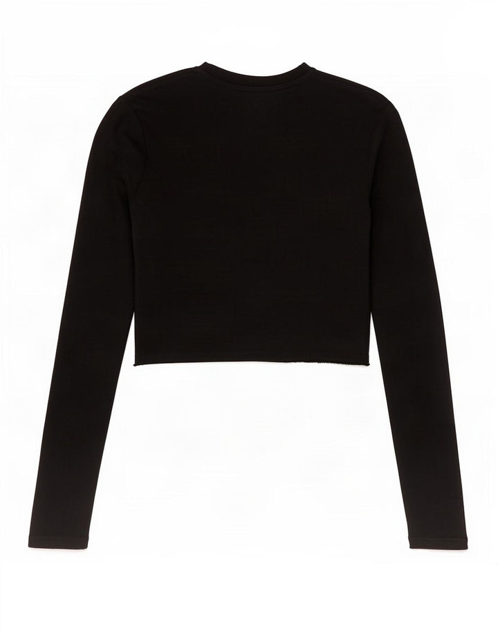 Zara Mujer Crop Top Manga Larga UK 42 Mediano Negro