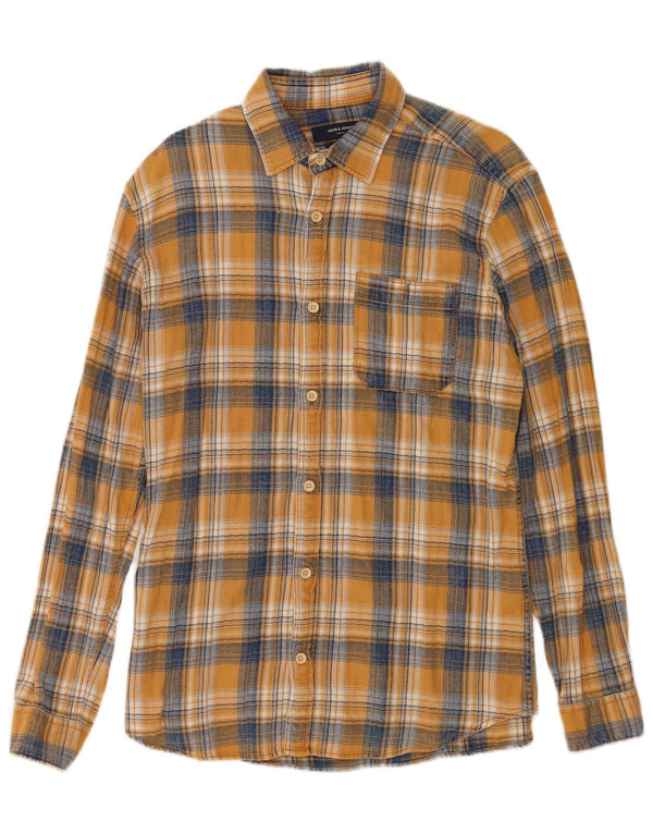 Jack & Jones Hombre Camisa De Franela De Algodón A Cuadros Amarillos Grandes