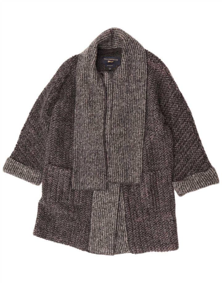 Paul Costelloe Abrigo extragrande para mujer Reino Unido 46 Lana gris grande con bloques de color