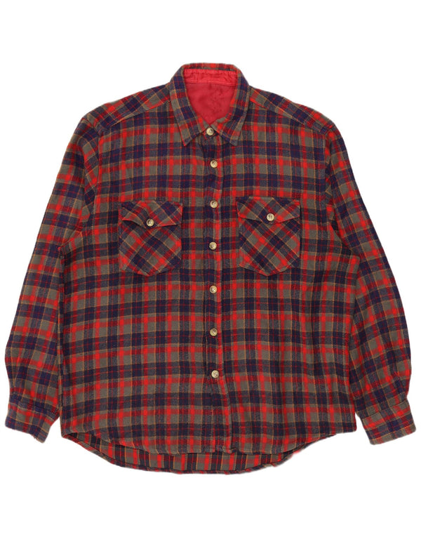 VINTAGE Camisa de franela de leñador para hombre XL Cuadros rojos