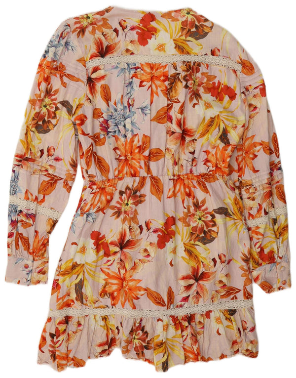 Guess Vestido escalonado para mujer UK 42 Medio Viscosa floral multicolor