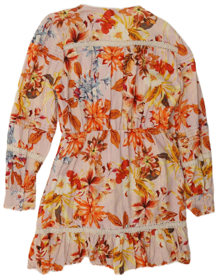 Guess Vestido escalonado para mujer UK 42 Medio Viscosa floral multicolor