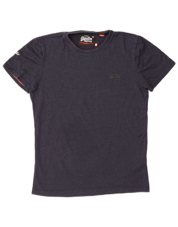 SUPERDRY Hombre Camiseta Top Medium Azul Marino Algodón Moteado
