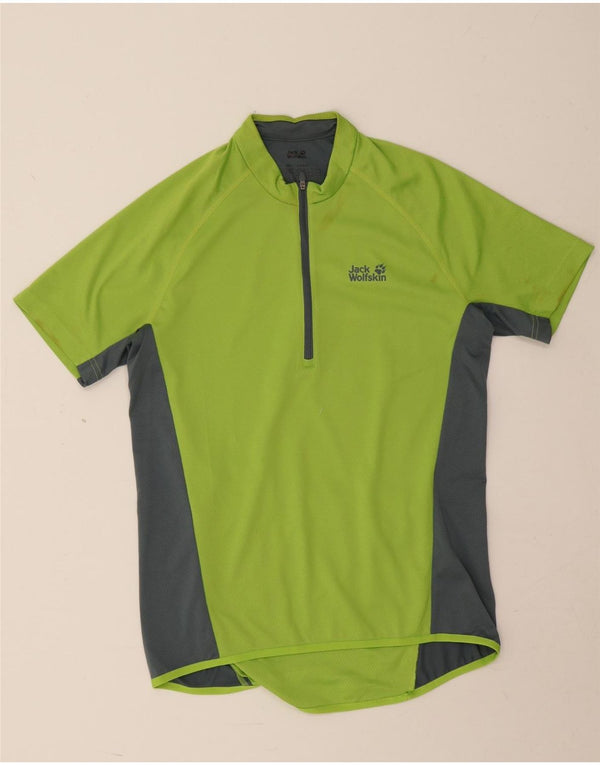 Jack Wolfskin Camiseta con cuello y cremallera para hombre UK 40 Medium Green Colourblock