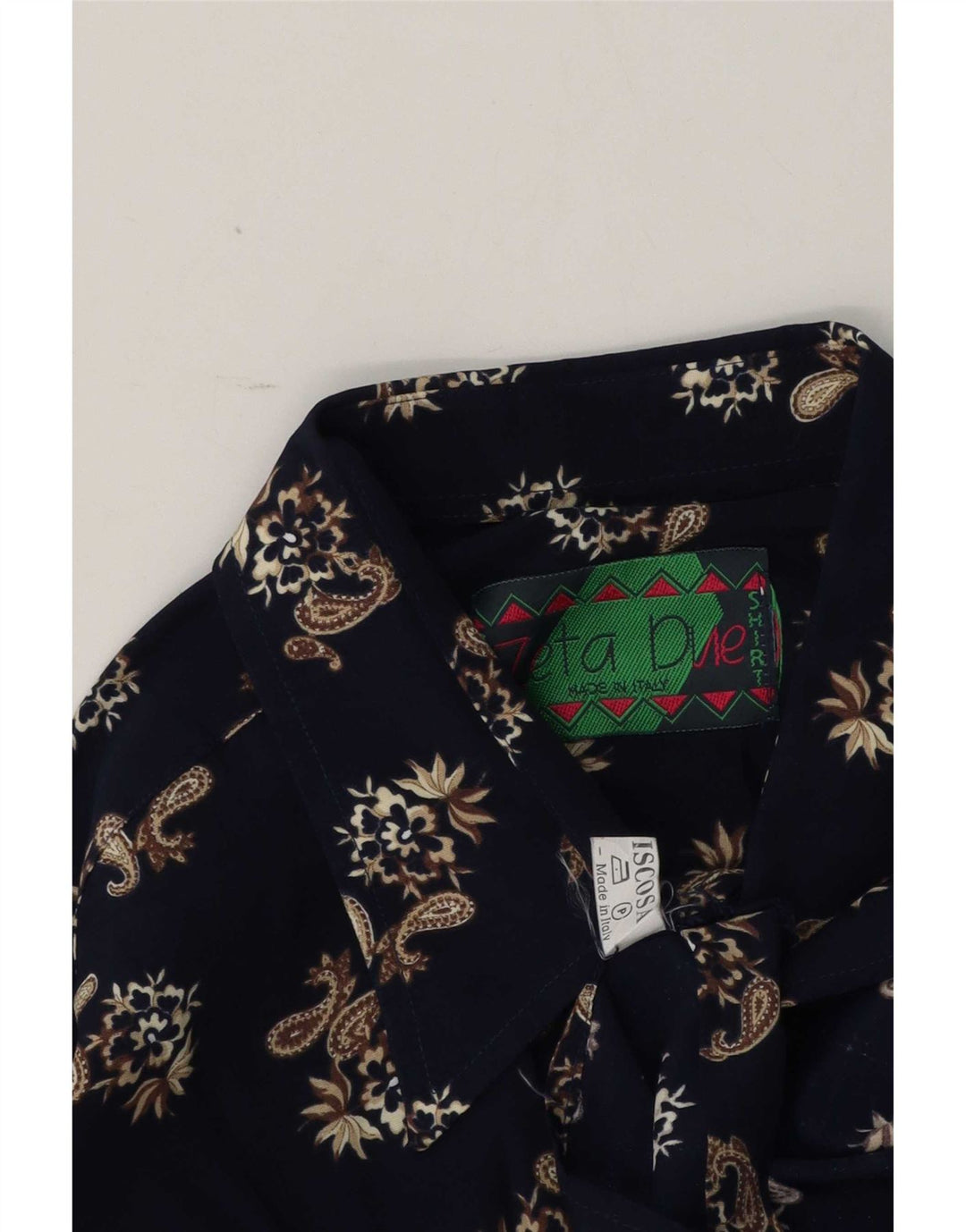 Camisa vintage para hombre grande azul marino Paisley Viscosa