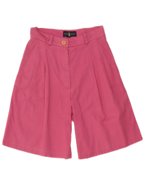 Olivia Hassler Pantalones cortos casuales con cintura alta para mujer W24 XS Rosa