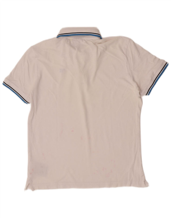 Diadora Polo Hombre De Algodón A Rayas Blanco Mediano