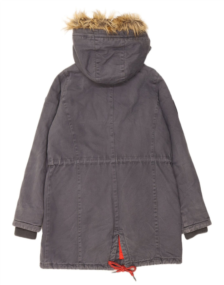 Mistral Parka extragrande con capucha para mujer UK 10 Small Grey Cotton