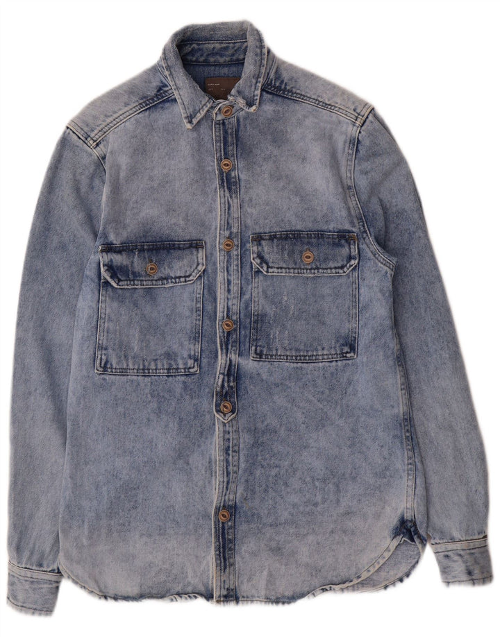 Zara Hombre Camisa Vaquera Regular Fit Algodón Azul Pequeño