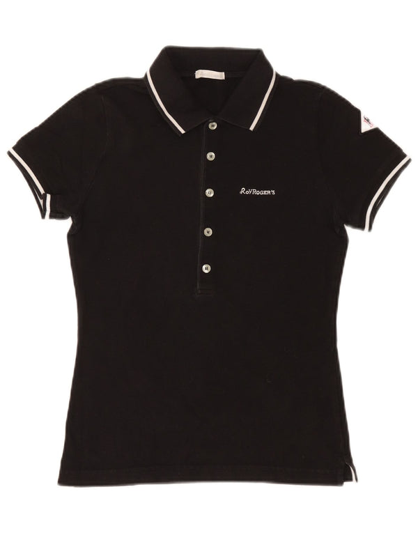 Roy Rogers Polo para mujer UK 12 Medium Negro Algodón