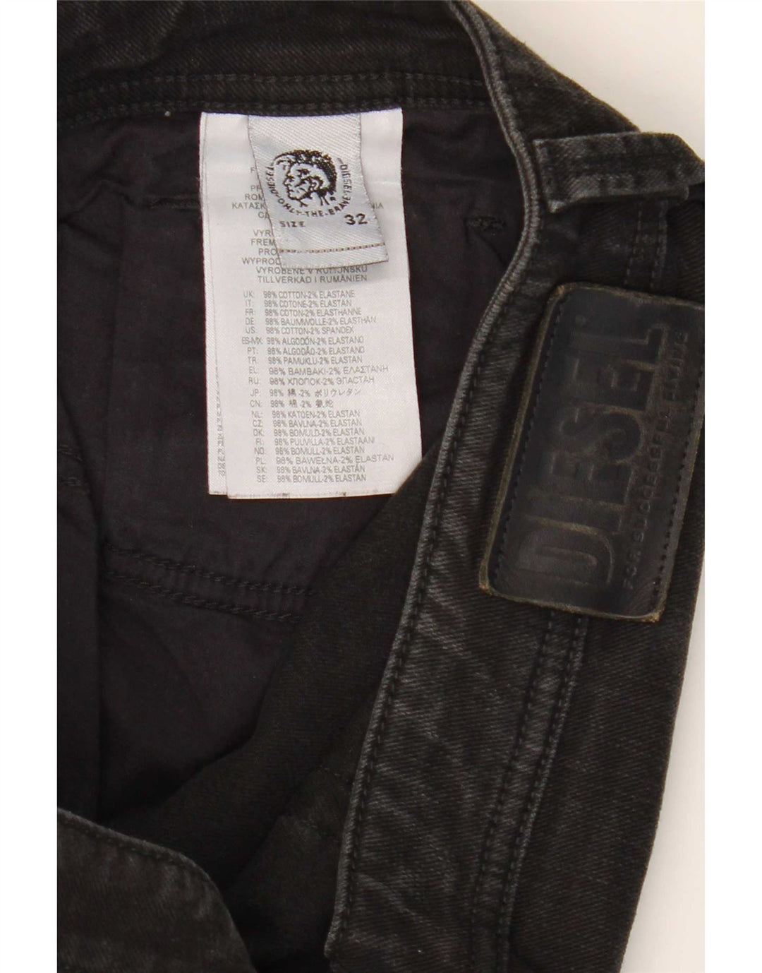 Diesel Vaqueros Rectos Mujer W32 L31 Algodón Negro