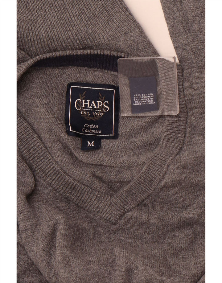 CHAPS Jersey con cuello en V para hombre de algodón gris medio