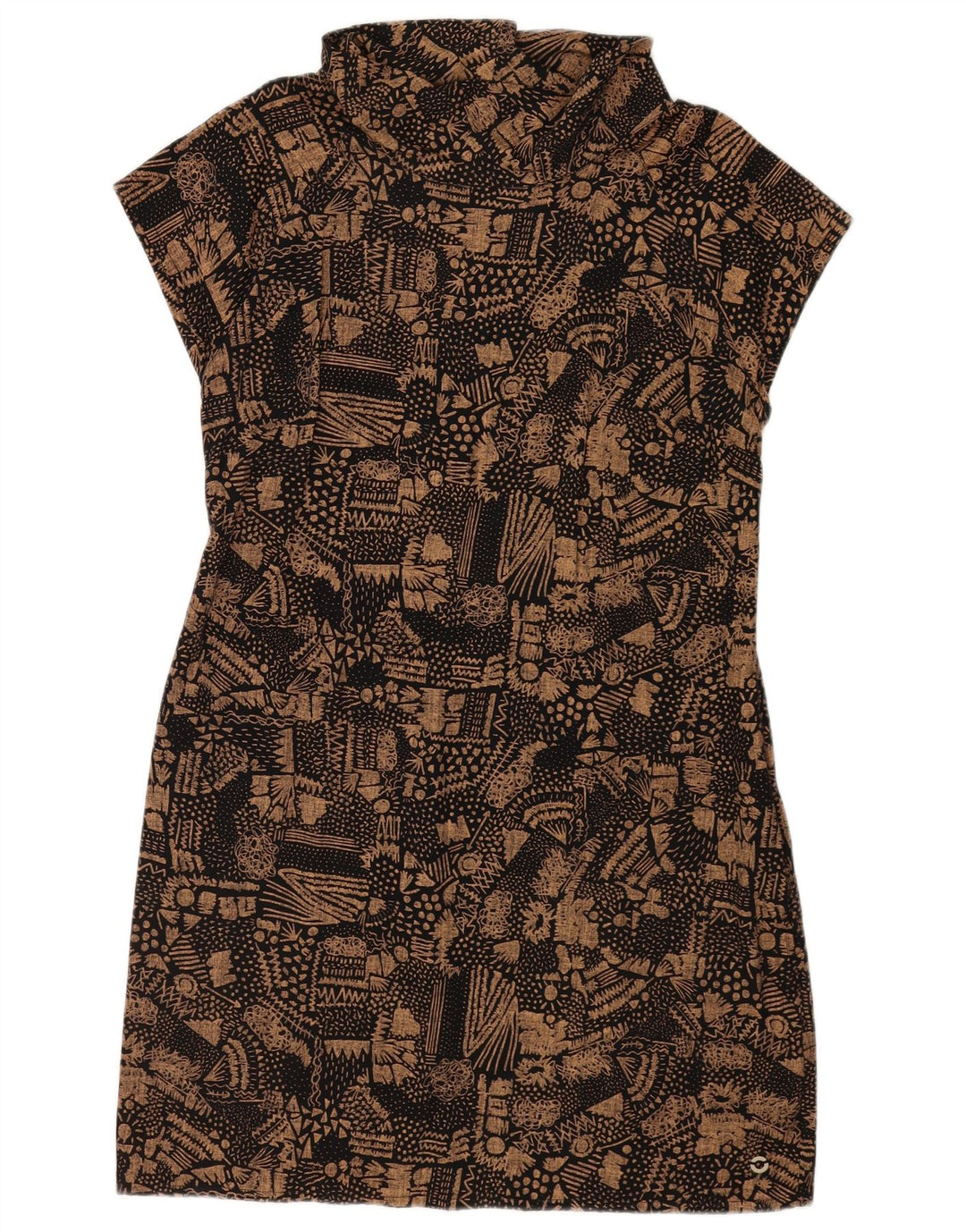 Skunkfunk Vestido tubo para mujer UK 42 Algodón geométrico marrón medio